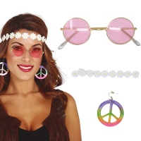 Set da hippie con fascia, orecchini e occhiali