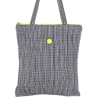 Borsa in tela Vichy con cerniera fluo