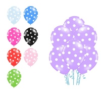 Palloncini in lattice con pois bianchi 30 cm - PartyDeco - 6 unità