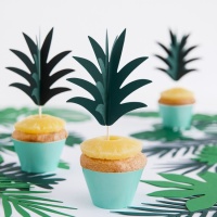 Topper cupcake foglia d'ananas - 6 unità