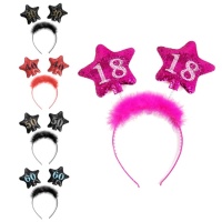 Cerchietto di compleanno con stella glitterata e numero