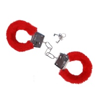 Manette di metallo con peluche rosso