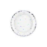 Targhette bianche con stelle colorate 18 cm - 6 pz.