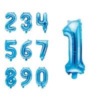 Palloncino numero azzurro da 35 cm - PartyDeco