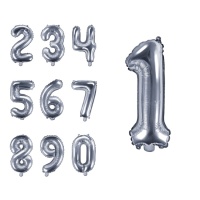 Palloncino numero argento da 35 cm - PartyDeco