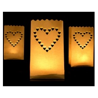 Sacchetti luminosi per candele con cuore - 10 pz.