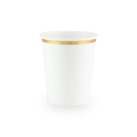 Coppe in cartone bianco con bordo dorato 260 ml - 6 pz.