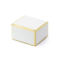 Scatola bianca quadrata con bordo dorato 6 cm - 10 unità