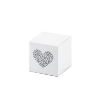 Scatola bianca quadrata con cuore di 5 cm - 10 unità