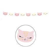 Festone di gattini rosa e bianco - 3 m