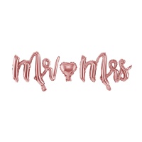 Palloncino scritta Mr y Mrs rosa dorato da 31,5 cm - PartyDeco