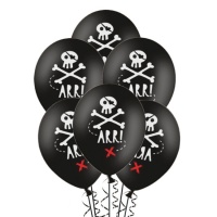 Palloncini in lattice nero con teschi di pirata da 30 cm - PartyDeco - 6 unità
