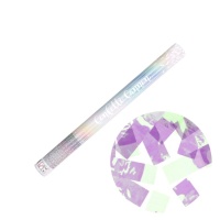 Cannone di coriandoli a strisce bianche iridescenti - 60 cm