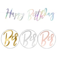 Ghirlanda Happy Birthday colori metallizzati di 2,00 m - 1 unità