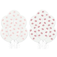 Palloncino in lattice bianco con labbra 30 cm - PartyDeco - 6 unità