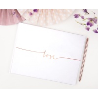 Guestbook bianco Love rosa dorato