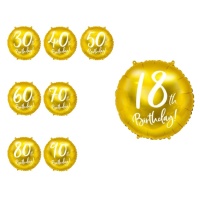 Palloncino compleanno oro con numero 45 cm - PartyDeco
