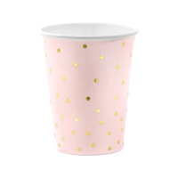 Bicchieri rosa pastello con punti dorati 260 ml - 6 unità