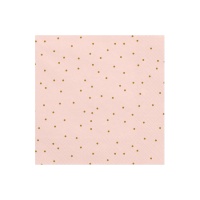 Tovaglioli rosa con puntini dorati da 16,5 x 16,5 cm - 20 unità