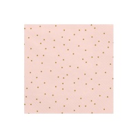 Tovaglioli rosa con puntini dorati 16,5 x 16,5 cm - 20 pz.