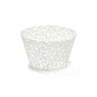 Involucri per cupcake bianchi con fiori - 10 unità