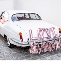 Kit decorazioni auto nuziale Love rosa dorato