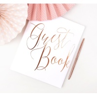GuestBook blu con scritte rosa dorato