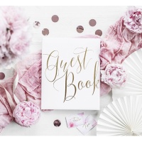 Guestbook bianco con scritte dorate