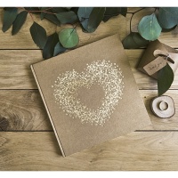 Guestbook carta kraft con disegno cuore dorato