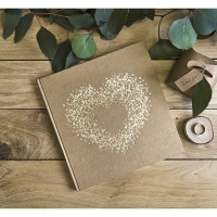 Libro delle firme in kraft con cuore dorato