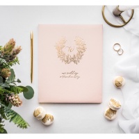 Guestbook rosa chiaro con decorazione dorata