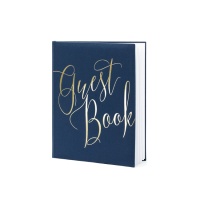 GuestBook blu con scritte in oro