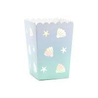 Scatole pop corn decorazioni marine - 7 x 7 x 12,5 cm - 6 unità