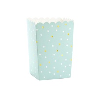 Scatole pop corn con pois bianchi e dorati 7 x 7 x 12,5 cm - 6 unità