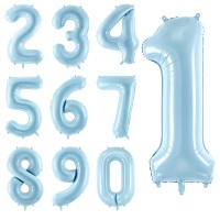 Palloncino a forma di numero blu pastello 86 cm - PartyDeco