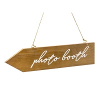 Cartello freccia di legno Photo Booth - 35 x 7 cm