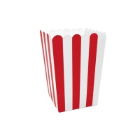 Scatola pop corn strisce rosse e bianche - 12,5 cm - 6 unità