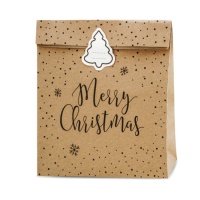 Buon Natale 27 x 25 x 11 cm busta regalo kraft con pois - 3 pz.