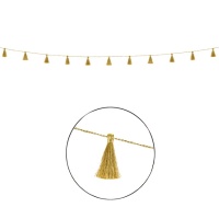 Ghirlanda dorata con pom pom di nappe - 1,90 m