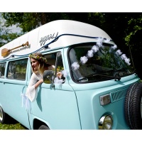 Festone di pom pom in tulle bianco - 3 unità