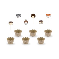 Cupcake wrapper e stampi per cupcake con animali del bosco - 6 pz.