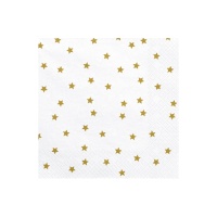 Tovaglioli bianchi con stelle d'oro da 16,5 x 16,5 cm - 20 unità