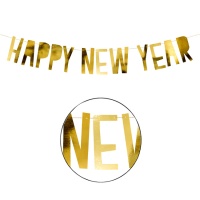 Festone dorato Happy New Year - 2 m