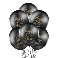 Palloncini in lattice nero pastello Happy New Year da 30 cm - PartyDeco - 8 unità