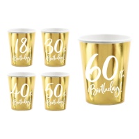 Bicchieri Happy Birthday Golden da 220 ml - 6 unità