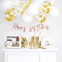 Confezione decorazione tavolo Happy Birthday Golden - 60 pezzi
