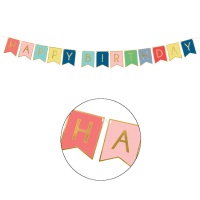 Festone banderine colorate - Happy Birthday - 2,5 m
