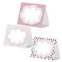 Tag segnaposto con pois e nuvola da personalizzare - 6 unità