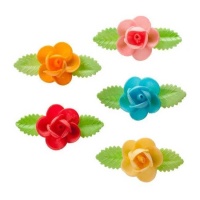 Ostie con fiori e foglie allungate di 8,5 cm - Dekora - 50 pezzi