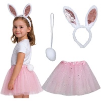 Set coniglietta con cerchietto, tutù e coda